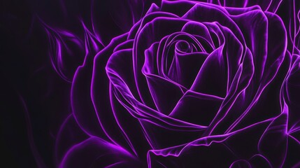 Fototapeta premium Stunning Purple Rose with Detailed Petals, a Dark Background Image, Perfect for Flower Lovers.