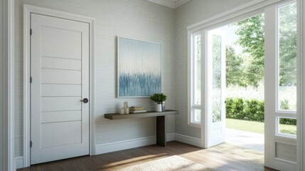 Fototapeta premium Modern Entryway With Console Table And Abstract Art