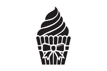 Muffin or cupcake silhouette and vector