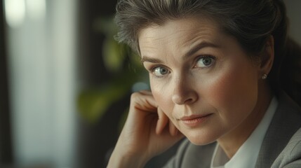 Businesswoman Looking Introspective