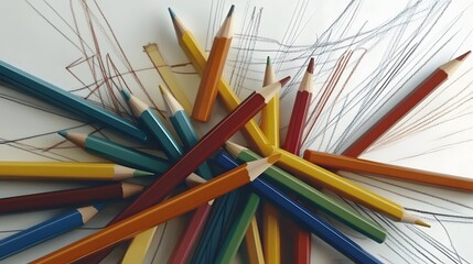 colored pencils and school bag clock for school supplies