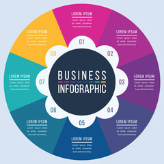 Circle infographic design 8 steps