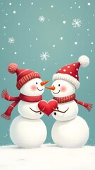 snowman couple valentine's greeting card