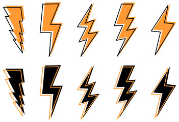 Lightning icons vector set. Thunder and Bolt. Flash icon.