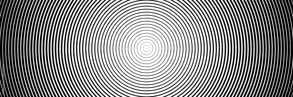 Poster horizontal halftone of black circle from center for pattern and background.