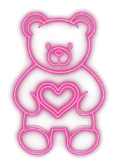PNG Neon light teddy heart.