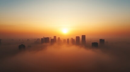Obraz premium Smoggy Skyline at Sunset: The Cost of Urbanization 23