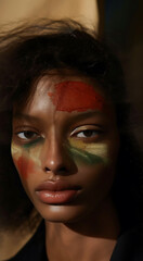 Portrait of a Woman with Colorful Makeup