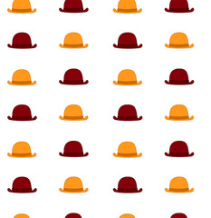 Seamless Pattern with red and yellow hats. Graphic line Background Vector Illustration on transparent background