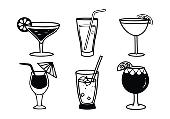 Minimalist Cocktail Line Art Collection | Hand-Drawn Vector Illustrations