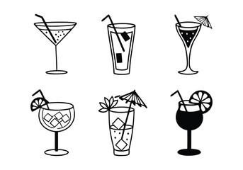 Minimalist Cocktail Line Art Collection | Hand-Drawn Vector Illustrations