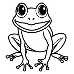 Cute Cartoon Frog Line Art Illustration