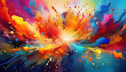 Vivid Splatter Painting A Colorful Canvas of Exploding Paint Droplets in Abstract Artistry
