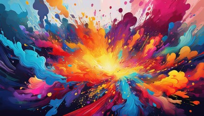 Vibrant Palette of Paint Splatters A Whimsical Explosion of Colors and Textures in an Abstract Artwork