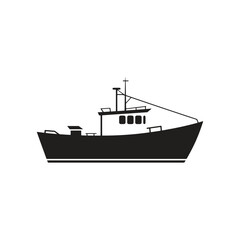 vector of black silhouette of tugboat silhouette