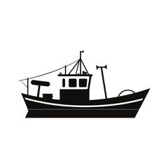 vector of black silhouette of tugboat silhouette