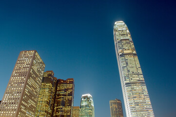Building right is Two International Finance Centre in the Central District of Hong Kong Island,...