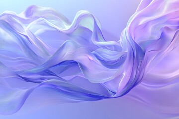 Obraz premium Iridescent digital patterns flowing in light purple and blue tones, creating a fluid, surreal effect.