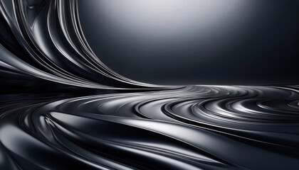 Obraz premium A glossy surface with soft reflections and a smooth, shiny finish in dark gray, creating a sleek and modern look, ideal for luxury products, design, and high-tech visuals