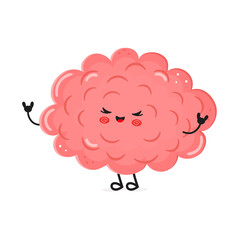 Cute cartoon pink Brain character with happy expression