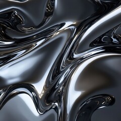 Stunning Abstract Metallic Liquid Design.  A mesmerizing display of fluid metal forms.  A captivating graphic art piece for modern aesthetics.