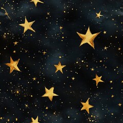 Obraz premium Night Sky with Golden Stars on Dark Background