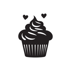 vector of black silhouette of cupcake silhouette