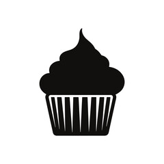 vector of black silhouette of cupcake silhouette