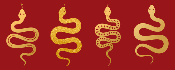 Happy chinese new year theme illustration year of the snake simple abstract icon logo design	