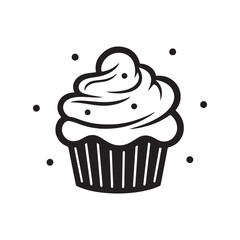 vector of black silhouette of cupcake silhouette