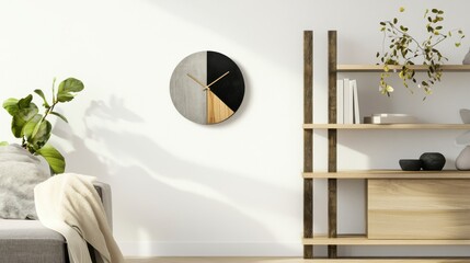 Modern Wall Clock Design with Concrete and Wood Accents: A Stylish Home Decor Piece