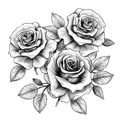 PNG Illustration of roses drawing flowers white.