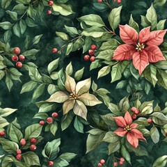 Vibrant Floral Pattern on Green Background