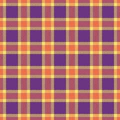 Vibrant purple, orange, and yellow plaid pattern. Perfect for textile design, autumnal projects, or fallthemed backgrounds.  This seamless texture offers a cheerful and modern aesthetic.