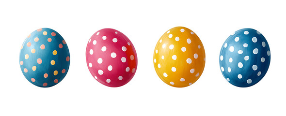 Easter eggs painted in different colors isolated on white background PNG.AI GENERATED
