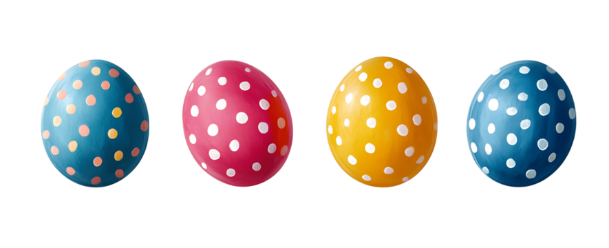 Easter eggs painted in different colors isolated on white background PNG.AI GENERATED