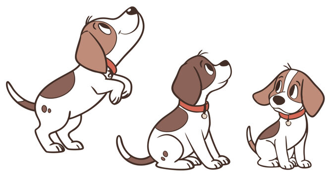 Adorable Cartoon Dog Illustration with Playful Puppy Poses and Cute Expressions for Kids Designs







