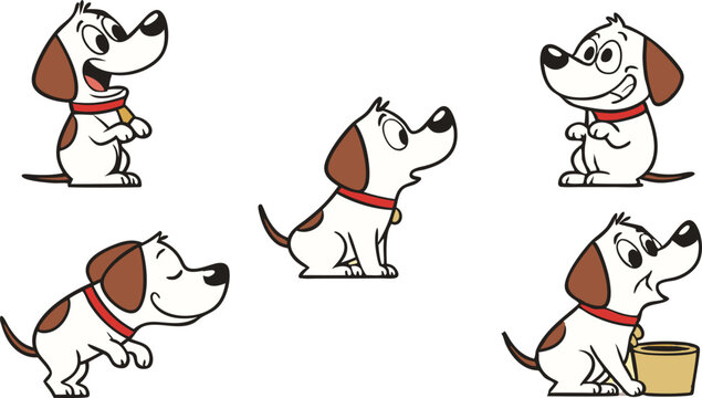 Adorable Cartoon Dog Illustration with Playful Puppy Poses and Cute Expressions for Kids Designs






