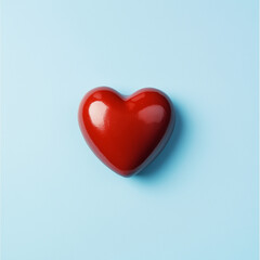 Red heart isolated on clear blue background
