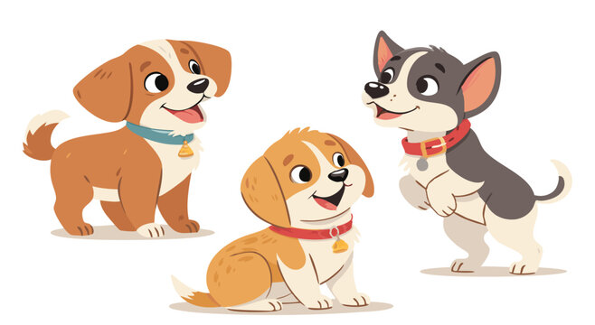 Adorable Cartoon Dog Illustration with Playful Puppy Poses and Cute Expressions for Kids Designs






