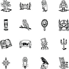 Collection of Hand Drawn Style Halloween Doodles