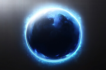 Glowing frame of Earth in space on a transparent background, highlighted by a combination of blue and black data points.