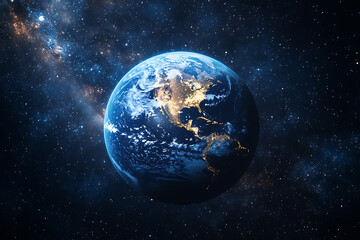 Glowing frame of Earth in space on a transparent background, highlighted by a combination of blue and black data points.