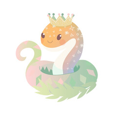 Green New Year's cute snake character, year of the snake in 2025, Vector illustration on white background