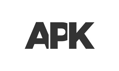 APK logo design template with strong and modern bold text. Initial based vector logotype featuring simple and minimal typography. Trendy company identity.