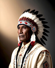 Obraz premium Portrait of a chief american indian man.