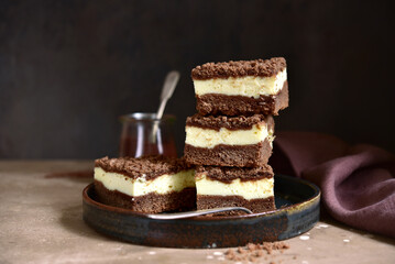 Delicious chocolate cheesecake with ricotta.