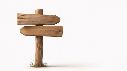 Naklejka premium wooden direction sign board isolated on white board