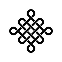 endless tibetan eternal knot symbol tattoo logo isolated on white background. vector illustration.	