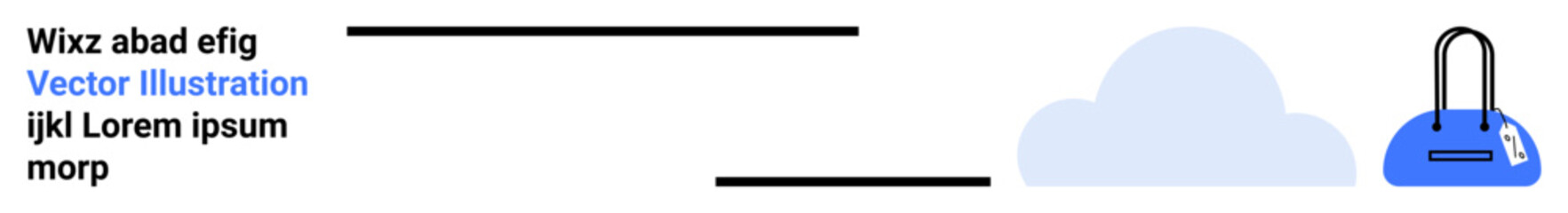 Cloud storage icon next to secure bag with a lock, indicating data encryption and security. Text aligned on the left with placeholder content. Ideal for cybersecurity, cloud services, data